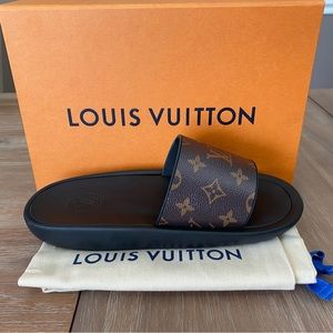 Louis Vuitton sunbath monogram canvas mules slides sz 41